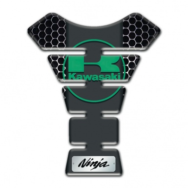 Kawasaki Tank Guard Pads Perforated Steel base Green Logo 