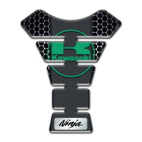 Kawasaki Tank Guard Pads Perforated Steel base Green Logo 