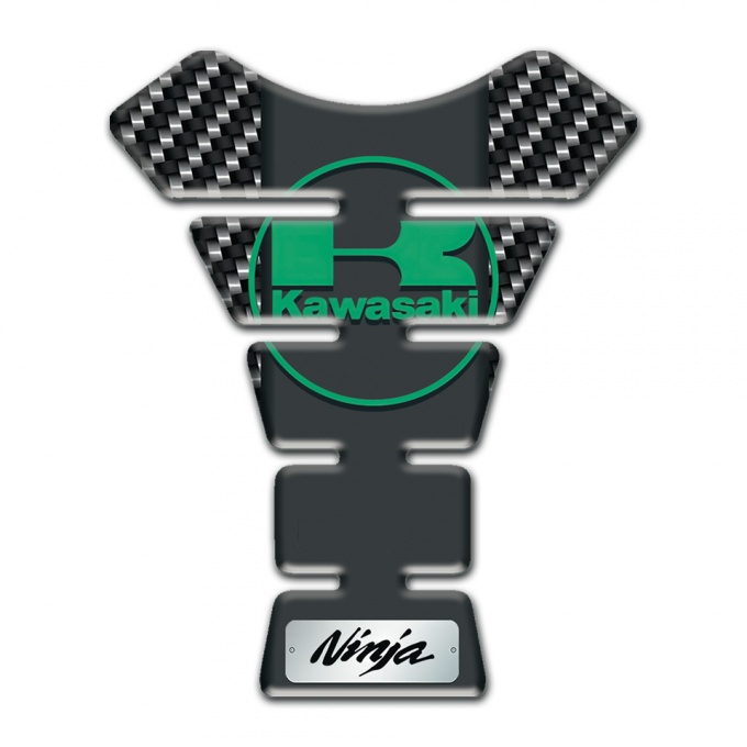 Kawasaki Tank Pad Motorbike carbon Design Green Logo