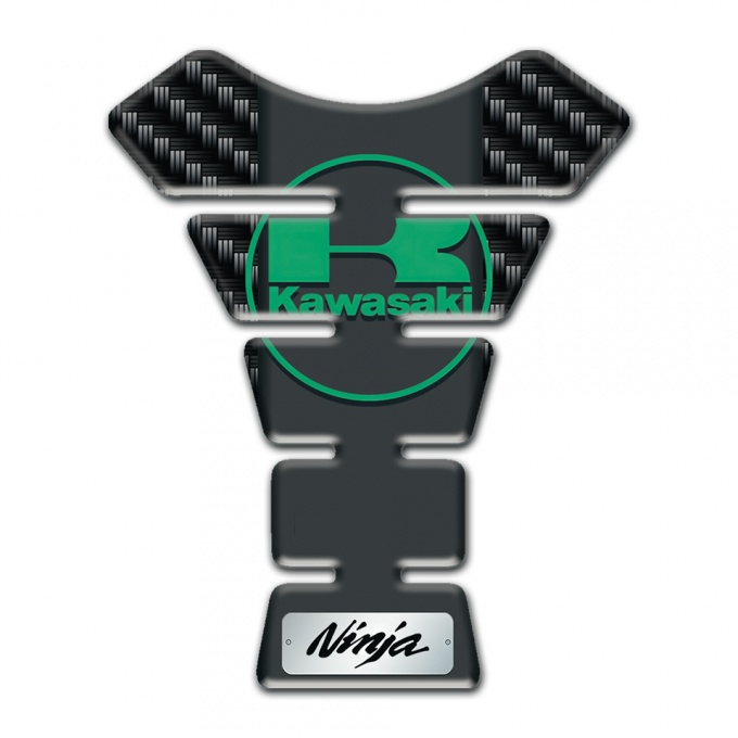 Kawasaki Tank Protector dark carbon Design green logo Style 