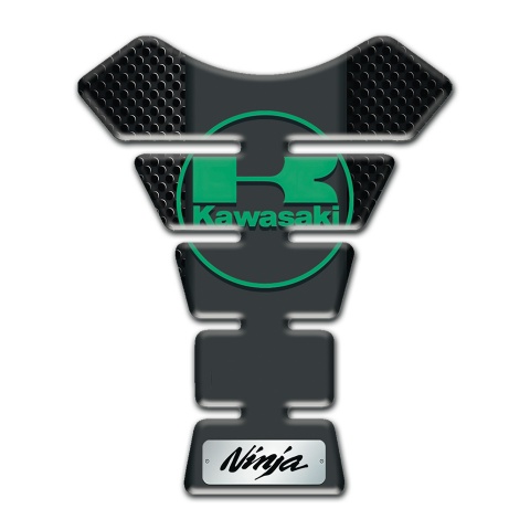 Kawasaki Tank Guard Pads Black Flakes Design Green Logo 