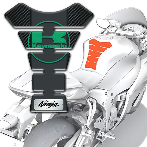 Kawasaki Tank Fuse Design Black carbon and Green logo Style 