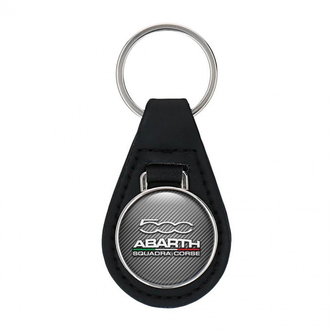 Fiat Abarth 500 Squadra Corse Keychain Leather Carbon Edition