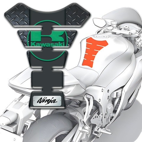 Kawasaki Tank Pad Motorbike Rough Effect Base Green logo 