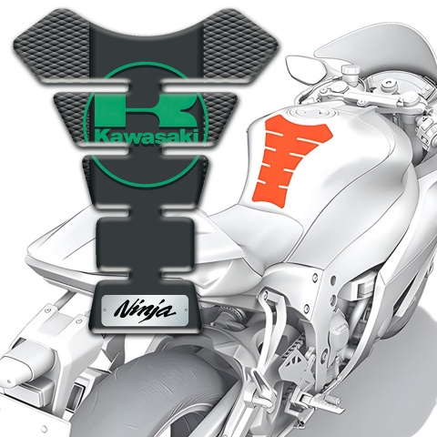 Kawasaki Tank Protector dark Gray Base Green Logo 
