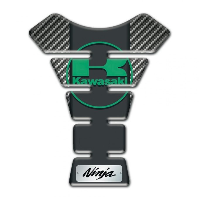 Kawasaki Tank Pad Protector Classic carbon Style Green Logo 