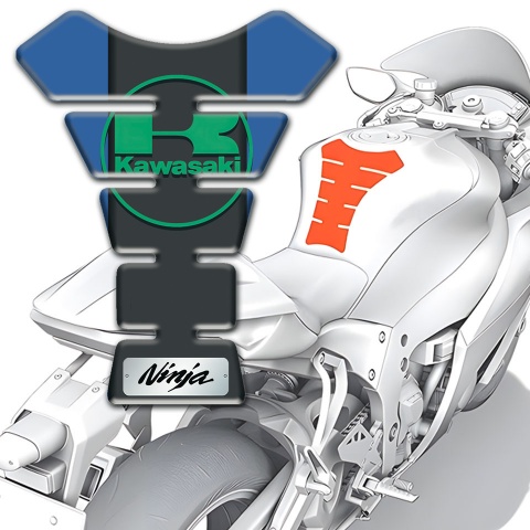 Kawasaki Tank Pad Motorbike Blue Base with Black Central Panel 