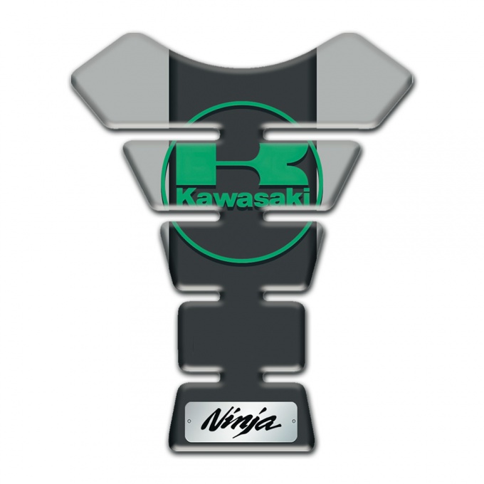 Kawasaki Tank Pad Motorbike Gray Base Green Logo 