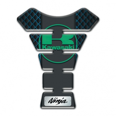 Kawasaki  Tank Pad Protector Blue Mesh base Green logo 