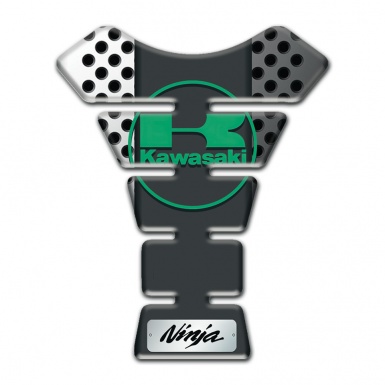 Kawasaki Tank Guard Pads Perforated Metal Effect Green Logo