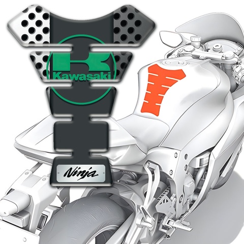 Kawasaki Tank Guard Pads Perforated Metal Effect Green Logo