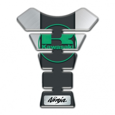Kawasaki Tank Guard Pads Silver base Green logo style 