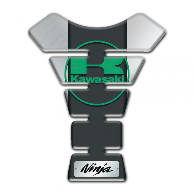 Kawasaki Tank Guard Pads Silver base Green logo style 