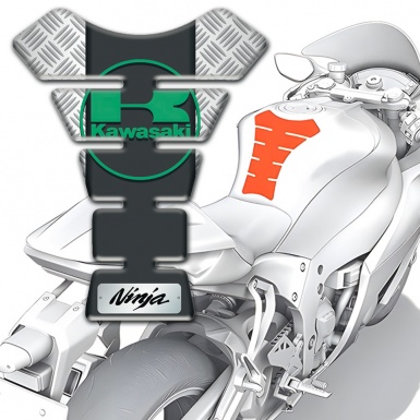 Kawasaki Tank Fuse Crossed Patterns Base Green Logo Style 