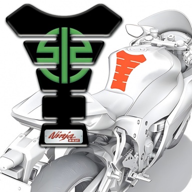 Kawasaki Tank Guard Pads Black Print Green Symbol Logo 