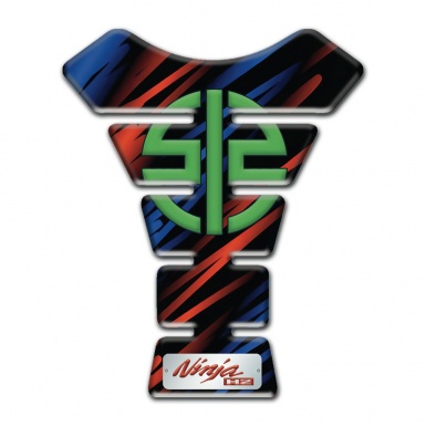 Kawasaki Tank Pad Motorbike Red Blue Patterns and Green Symbol logo Style 