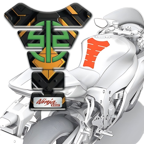 Kawasaki Tank Guard Pads Ninja Style Yellow Rombus Design 