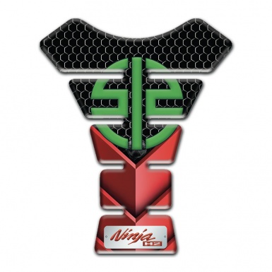 Kawasaki Tank Pad Motorbike Red Black Base Green Symbol Logo 