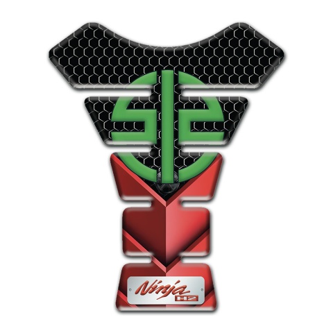 Kawasaki Tank Pad Motorbike Red Black Base Green Symbol Logo 