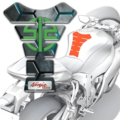 Kawasaki Tank Protector Gray Hexagons Edition Green Logo 
