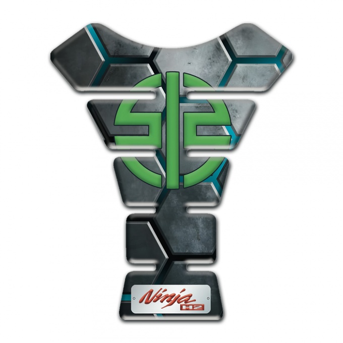 Kawasaki Tank Protector Gray Hexagons Edition Green Logo 