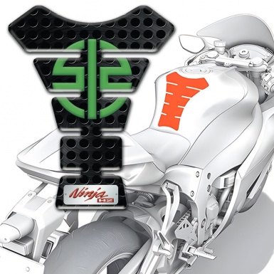 Kawasaki Tank Fuse Perforated Black Base Green Logo 