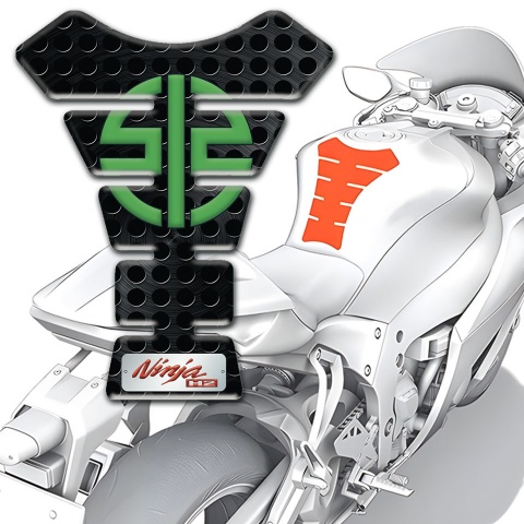 Kawasaki Tank Fuse Perforated Black Base Green Logo 