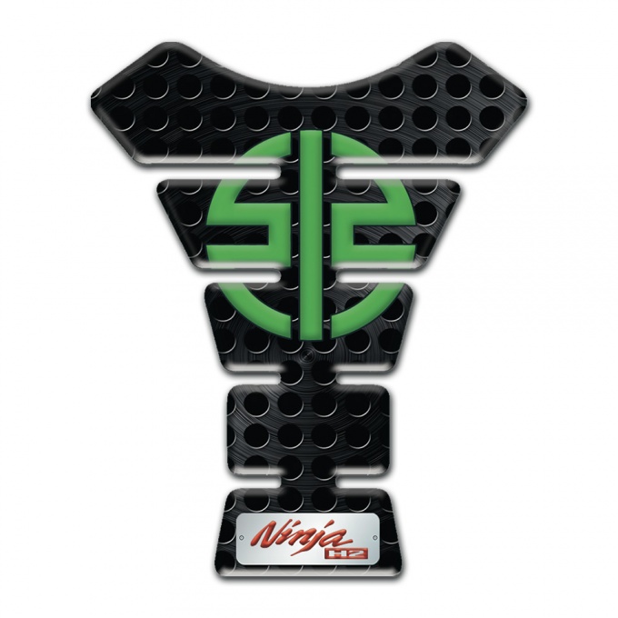 Kawasaki Tank Fuse Perforated Black Base Green Logo 