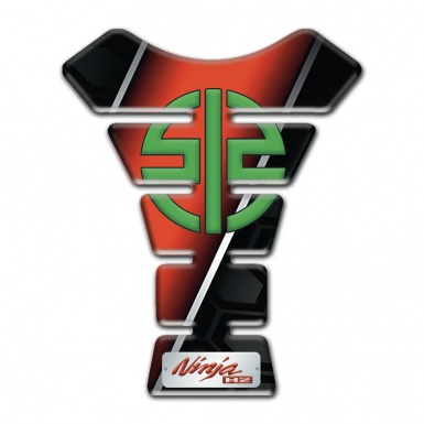 Kawasaki Tank Pad Protector Red Black Decoration and Green Logo Style 