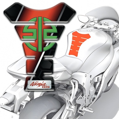Kawasaki Tank Pad Protector Red Black Decoration and Green Logo Style 