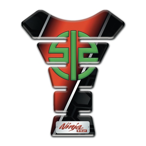 Kawasaki Tank Pad Protector Red Black Decoration and Green Logo Style 