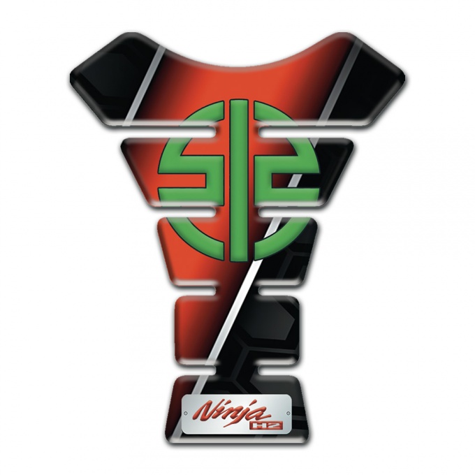 Kawasaki Tank Pad Protector Red Black Decoration and Green Logo Style 