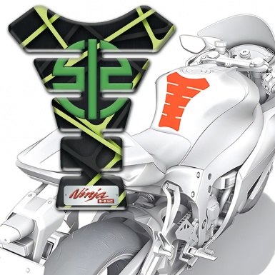 Kawasaki Tank Fuse Dark with Green Lines Design 