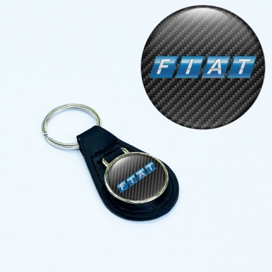 Fiat Key Fob Leather Dark Carbon Blue Classic