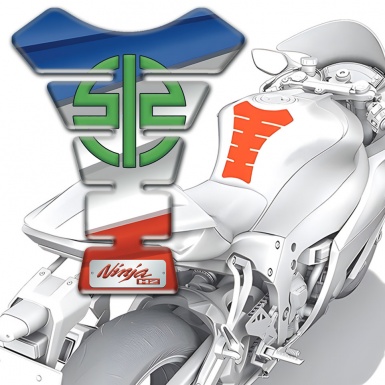 Kawasaki Tank Pad Motorbike Colorful Background Green Round Logo 