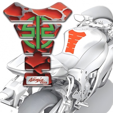 Kawasaki Tank Protector Red Parts Background and Green Symbol Logo 