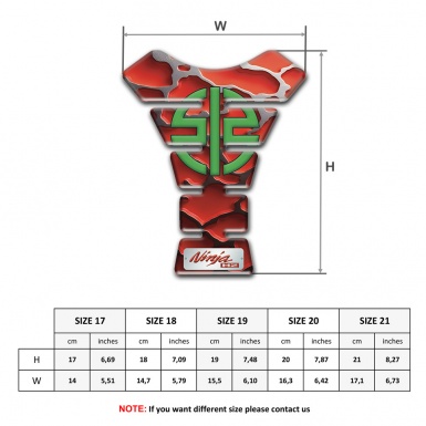 Kawasaki Tank Protector Red Parts Background and Green Symbol Logo 