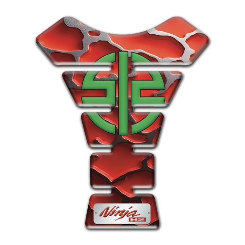 Kawasaki Tank Protector Red Parts Background and Green Symbol Logo 