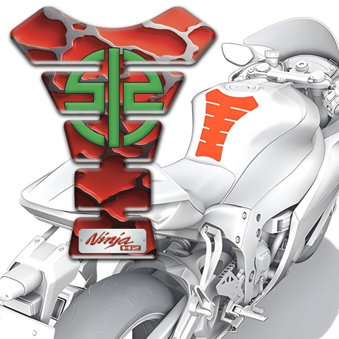 Kawasaki Tank Protector Red Parts Background and Green Symbol Logo 