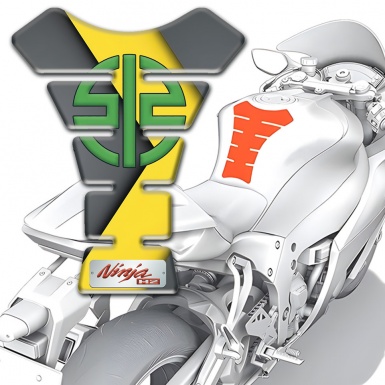 Kawasaki Tank Guard Pads Gray Yellow Decoration Background and Stylish Logo 