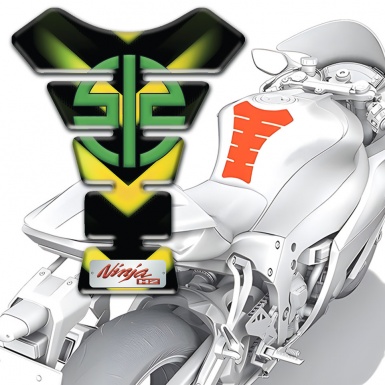 Kawasaki Tank Pad Protector Green Yerrllow Lights Design and Stylish Logo 