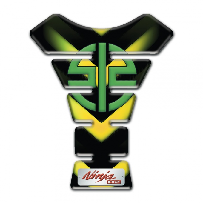 Kawasaki Tank Pad Protector Green Yerrllow Lights Design and Stylish Logo 