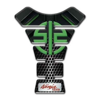 Kawasaki Tank Pad Motorbike Black Perforated Base with Green Details 