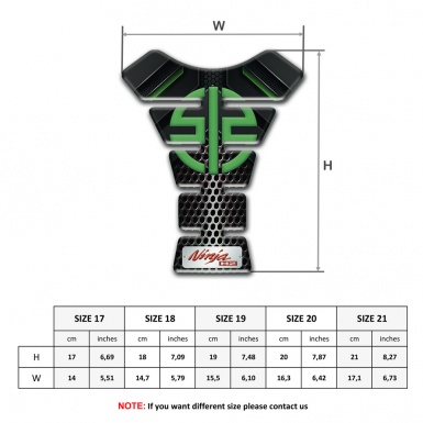 Kawasaki Tank Pad Motorbike Black Perforated Base with Green Details 