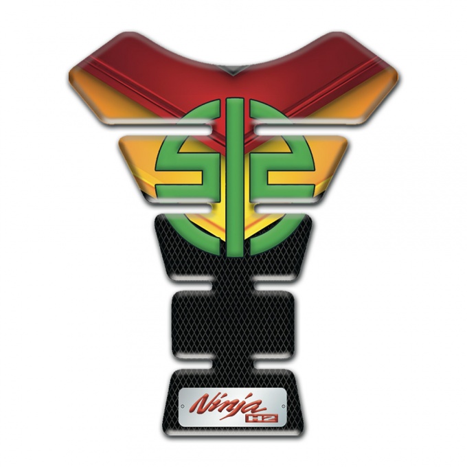 Kawasaki Tank Protector Red Yellow Motive and Stylish Green logo 