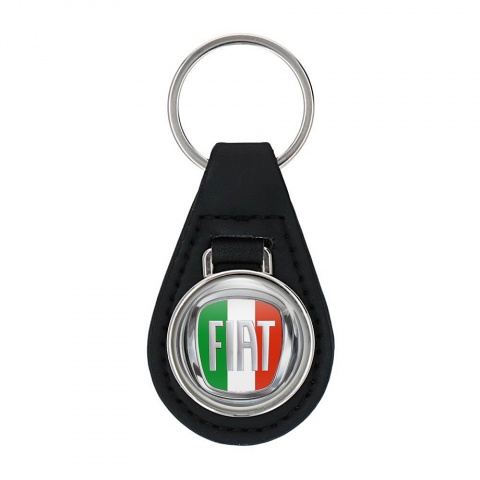 Fiat Keyring Holder Leather Chrome Italian Flag Edition