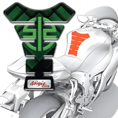 Kawasaki Tank Guard Pads Dark Green Parts Base Stylish Logo 