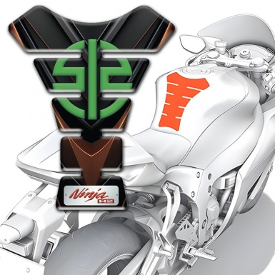 Kawasaki Tank Pad Protector Black Brown Style and Stylish Logo 