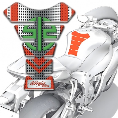 Kawasaki Tank Pad Protector Perforated Gray Red Base Ninja H2 Style 