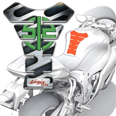 Kawasaki Tank Pad Motorbike Metal Effect Decioration Ninja Style 